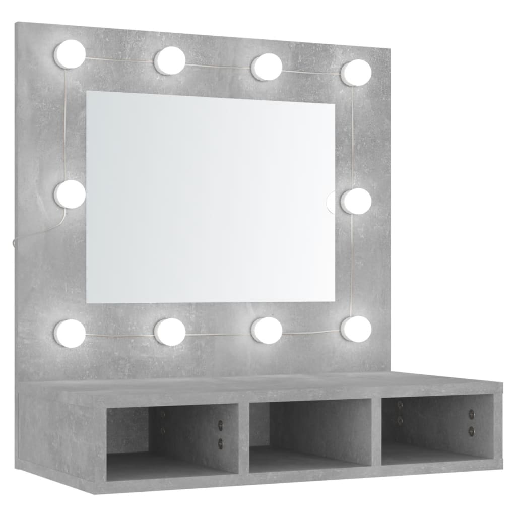 Speilskap Med Led Betonggrå 60X31,5X62 Cm