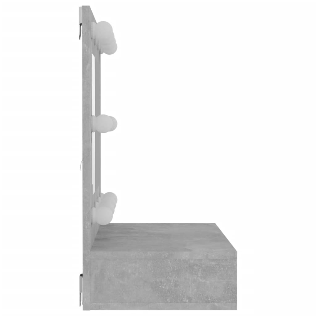 Speilskap Med Led Betonggrå 60X31,5X62 Cm