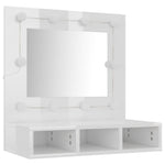 Speilskap Med Led Høyglans Hvit 60X31,5X62 Cm