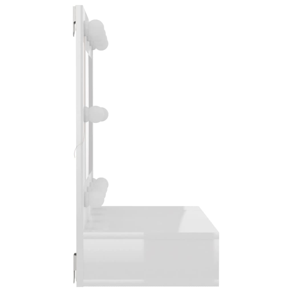 Speilskap Med Led Høyglans Hvit 60X31,5X62 Cm