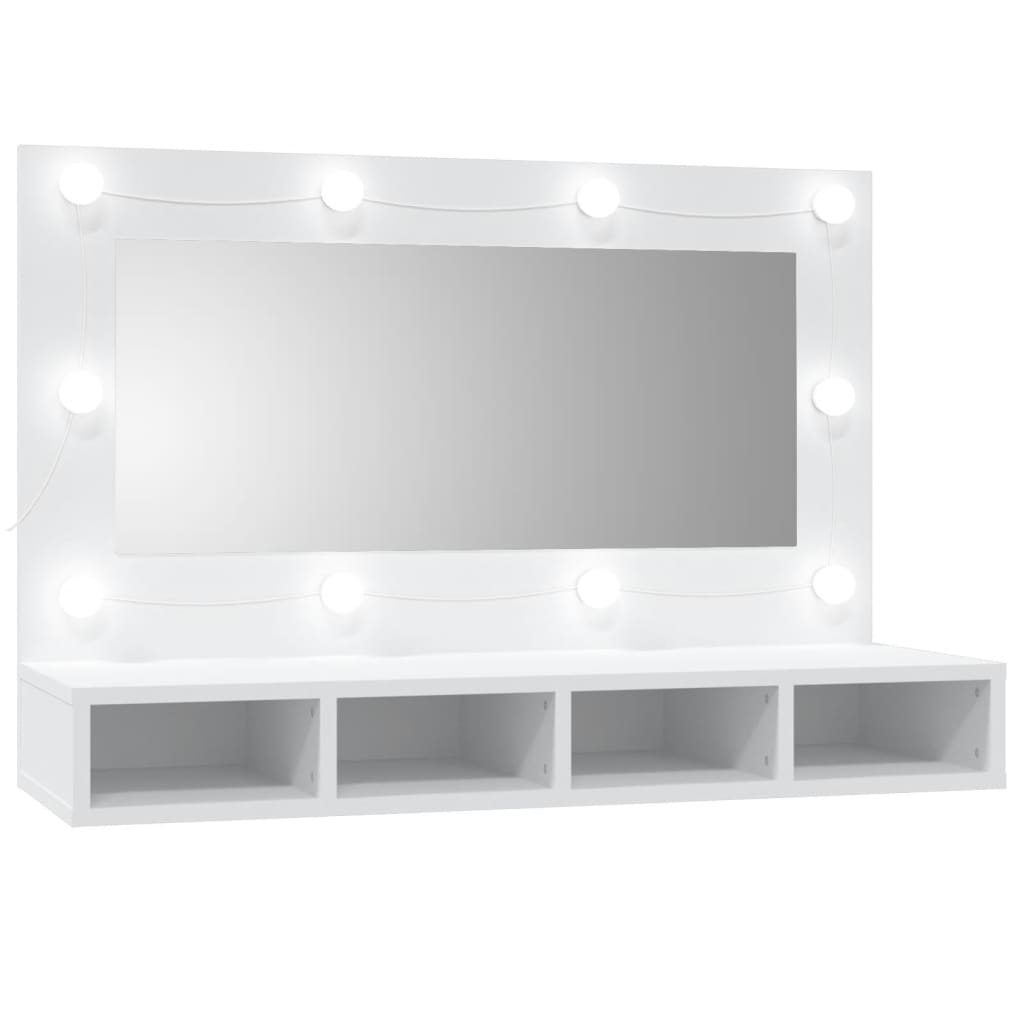 Speilskap Med Led Hvit 90X31,5X62 Cm