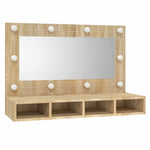 Speilskap Med Led Sonoma Eik 90X31,5X62 Cm