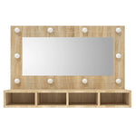 Speilskap Med Led Sonoma Eik 90X31,5X62 Cm