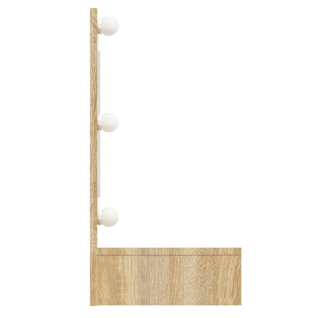 Speilskap Med Led Sonoma Eik 90X31,5X62 Cm