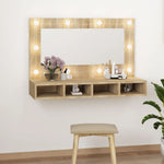 Speilskap Med Led Sonoma Eik 90X31,5X62 Cm