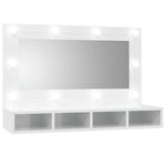 Speilskap Med Led Høyglans Hvit 90X31,5X62 Cm