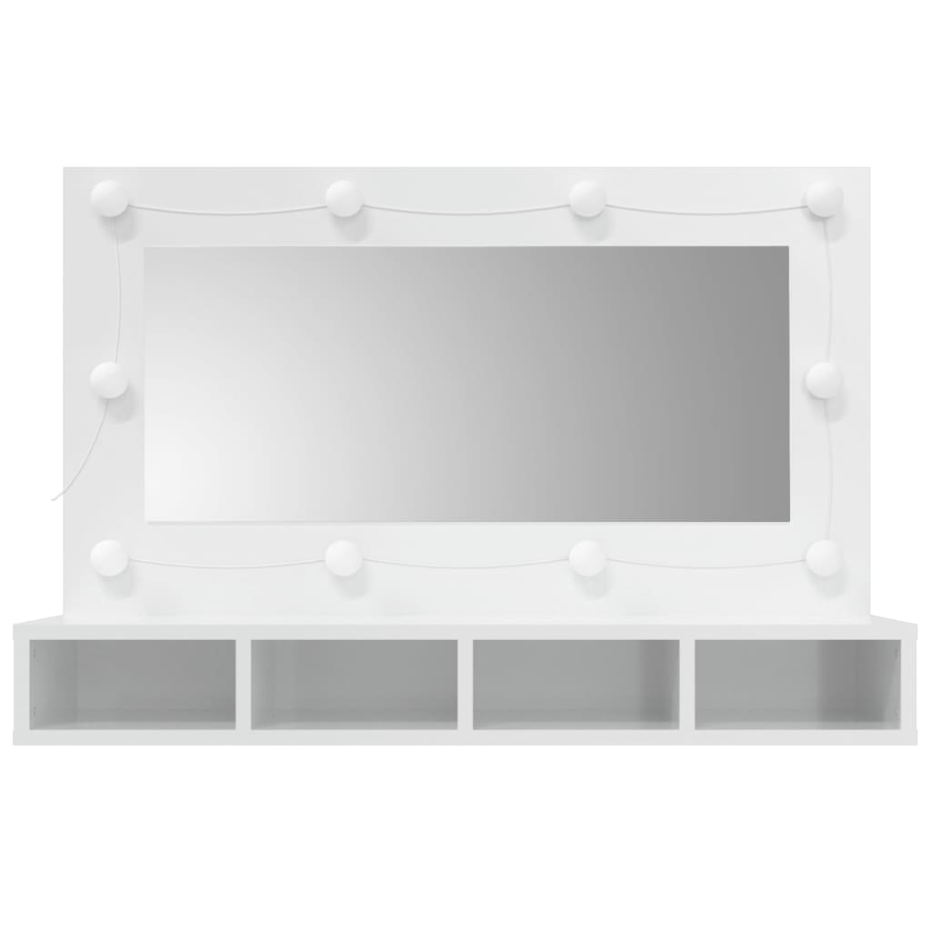 Speilskap Med Led Høyglans Hvit 90X31,5X62 Cm