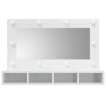 Speilskap Med Led Høyglans Hvit 90X31,5X62 Cm