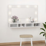 Speilskap Med Led Høyglans Hvit 90X31,5X62 Cm
