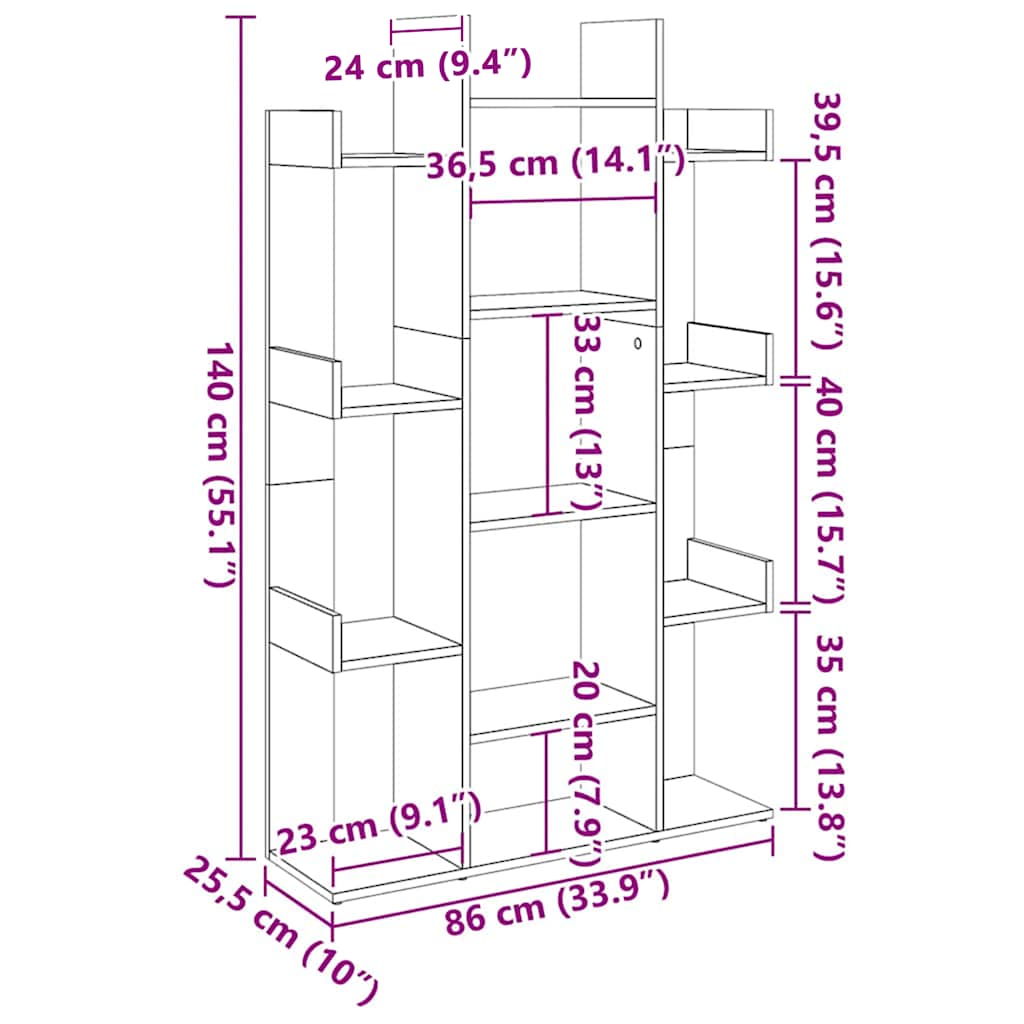 Bokhylle Hvit 86X25,5X140 Cm Konstruert Tre