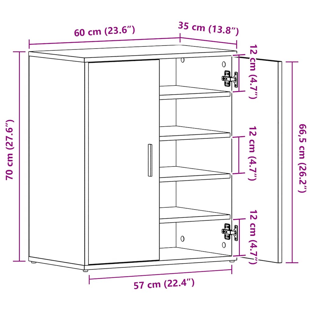 Skoskap Hvit 60X35X70 Cm Konstruert Tre