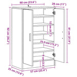Skoskap Hvit 60X35X92 Cm Konstruert Tre