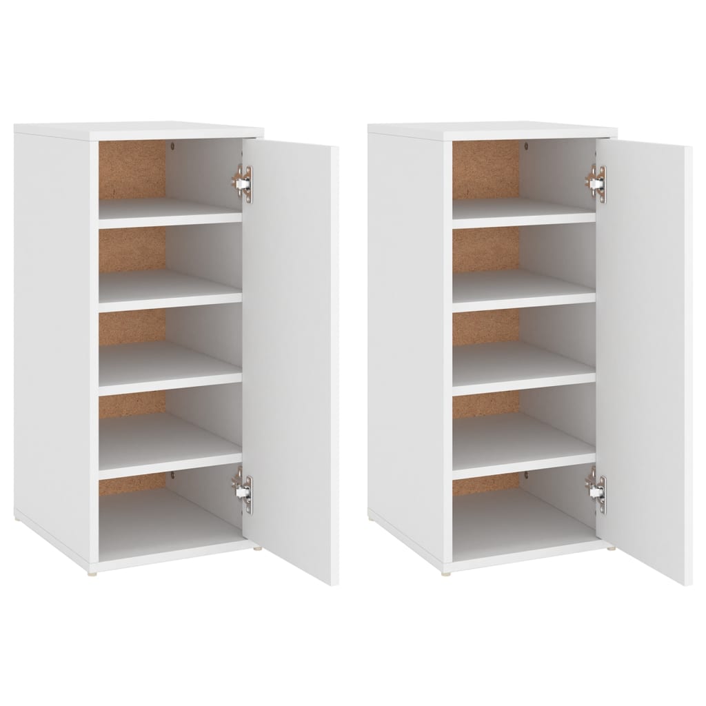 Skoskap Hvit 2 Stk 32X35X70 Cm Sponplate
