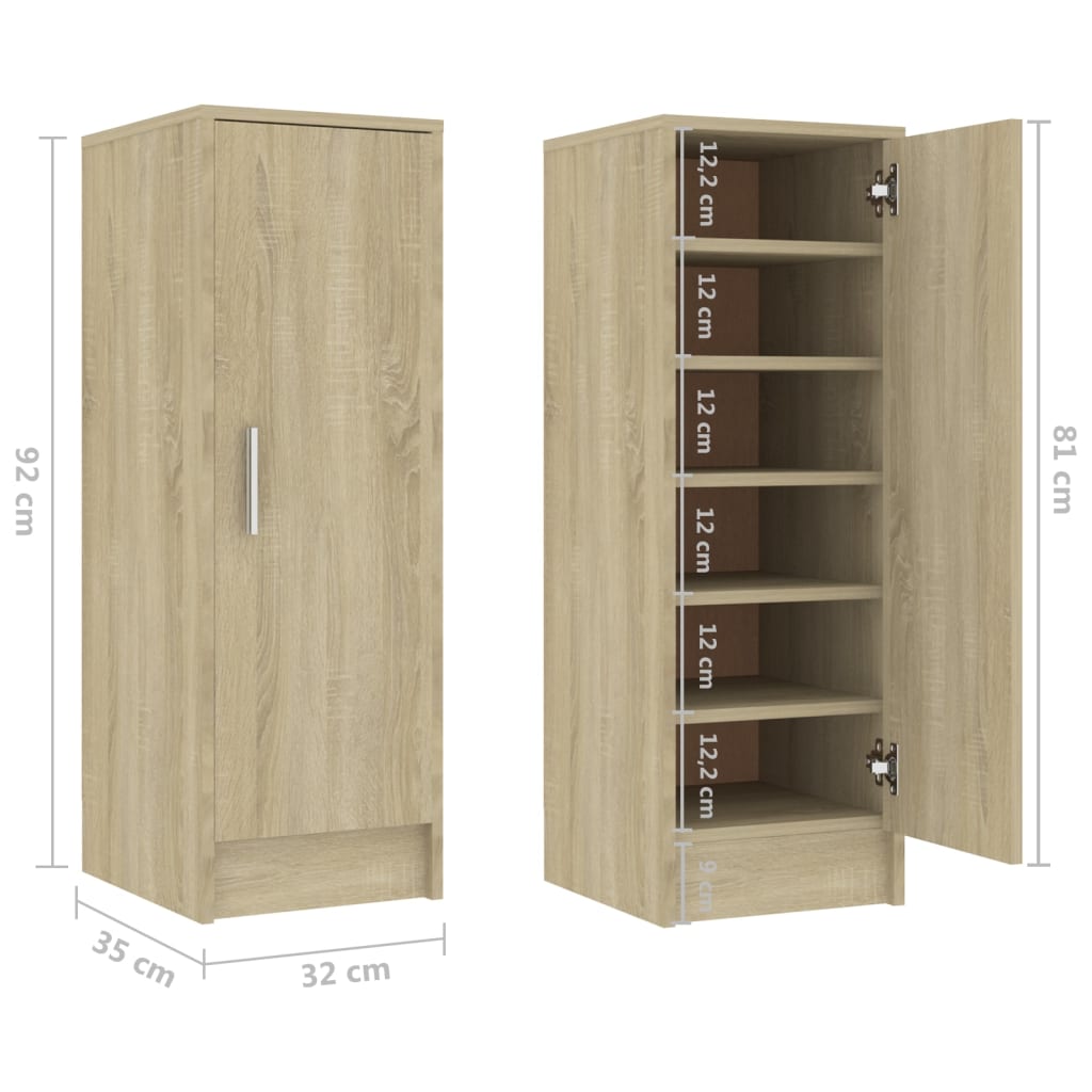 Skoskap Sonoma Eik 32X35X92 Cm Konstruert Tre