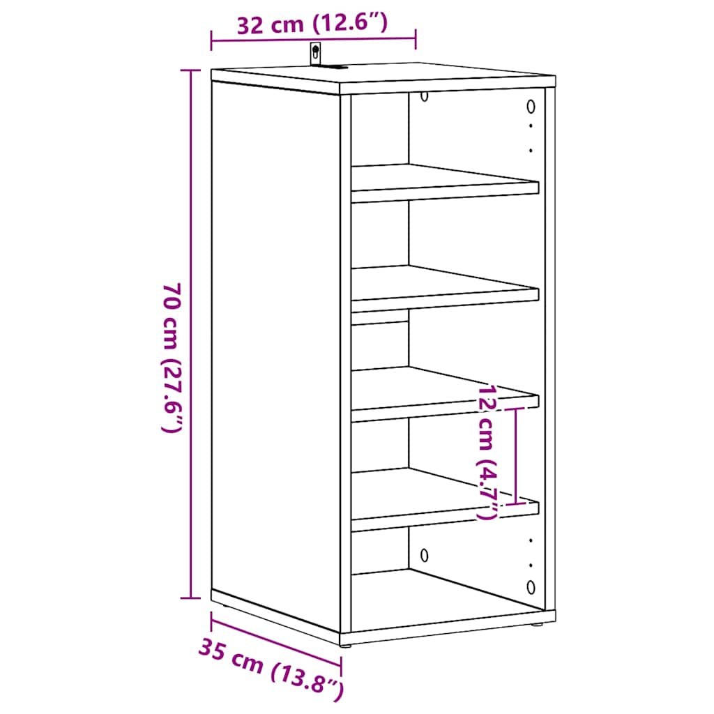 Skoskap Sonoma Eik 31,5X35X70 Cm Konstruert Tre