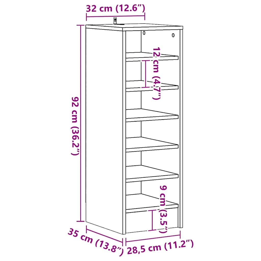 Skoskap Hvit 31,5X35X90 Cm Konstruert Tre