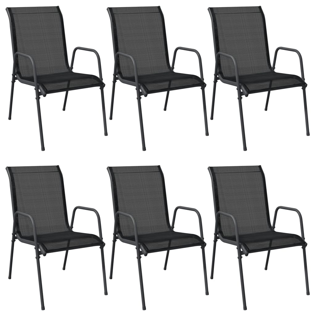 Hagestoler 6 Stk Stål Og Textilene Svart