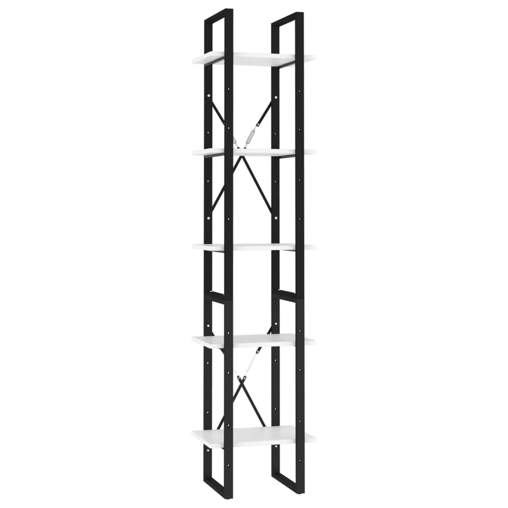 Bokhylle 5 Nivåer Hvit 40X30X175 Cm Konstruert Tre