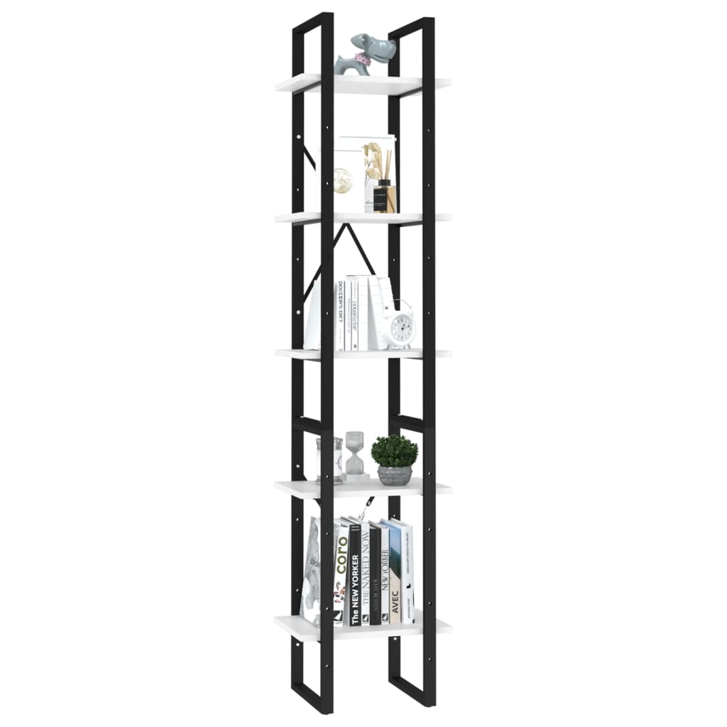 Bokhylle 5 Nivåer Hvit 40X30X175 Cm Konstruert Tre