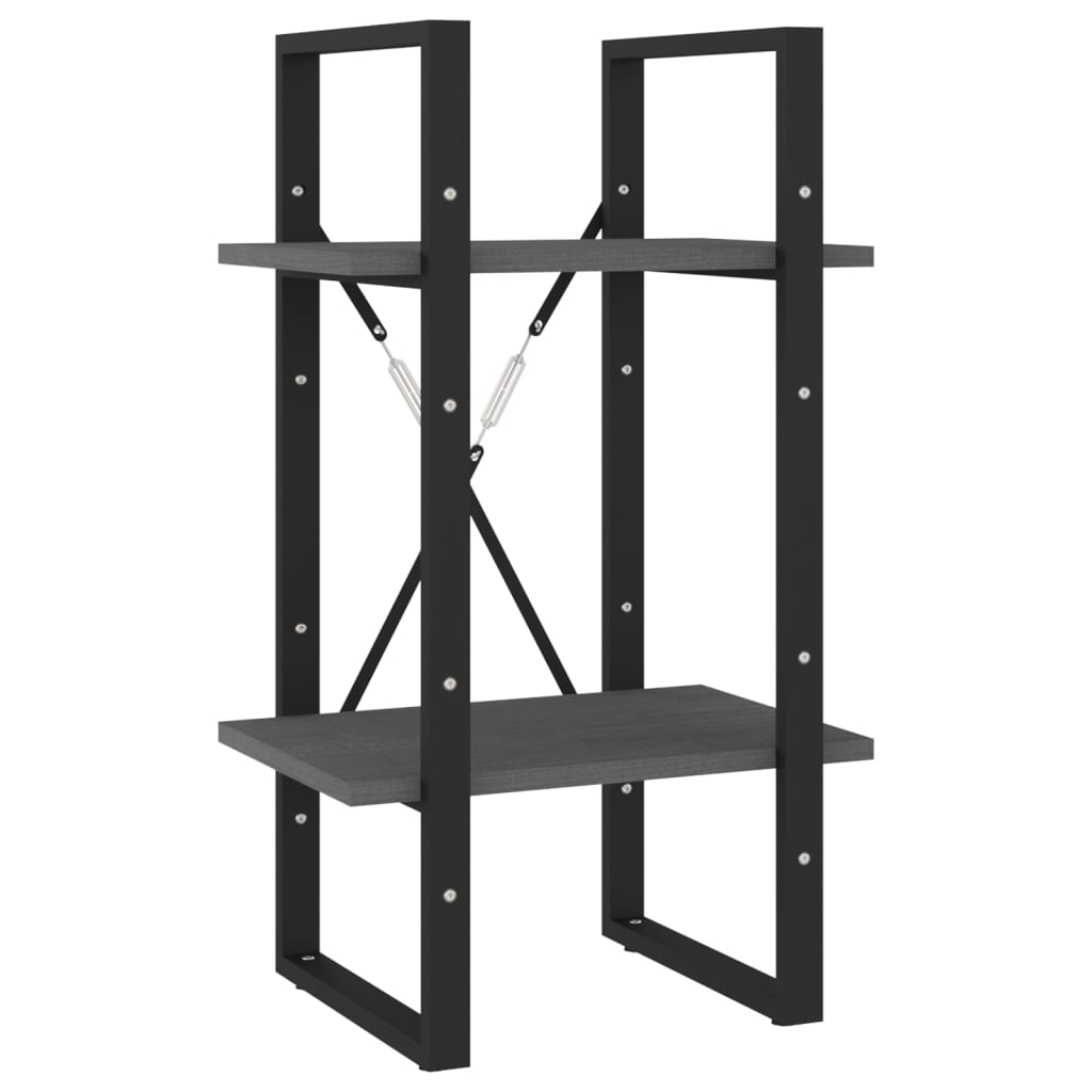 Bokhylle 5 Etasjer Grå 40X30X175 Cm Heltre Furu
