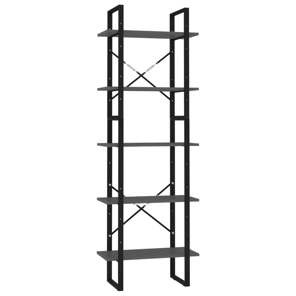 Bokhylle 5 Nivåer Grå 60X30X175 Cm Konstruert Tre