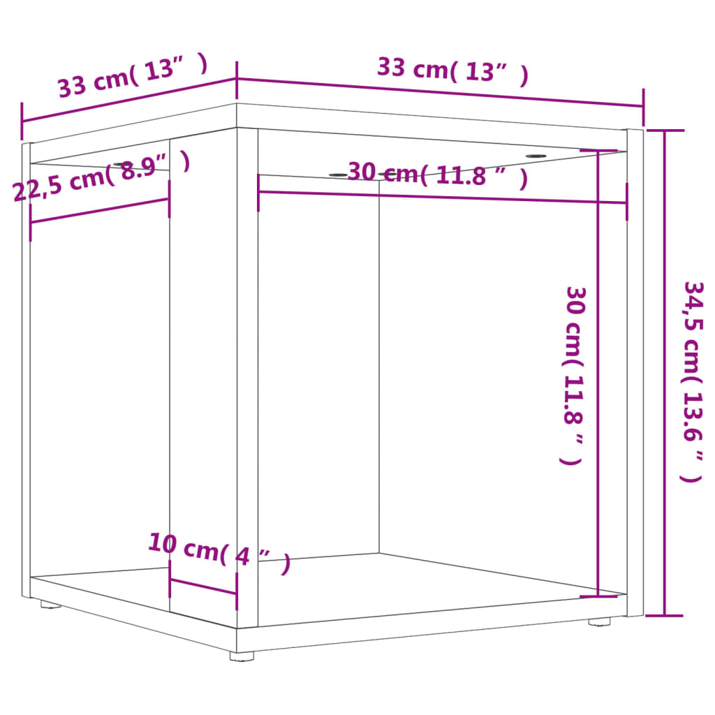 Sidebord Sonoma Eik 33X33X34,5 Cm Konstruert Tre