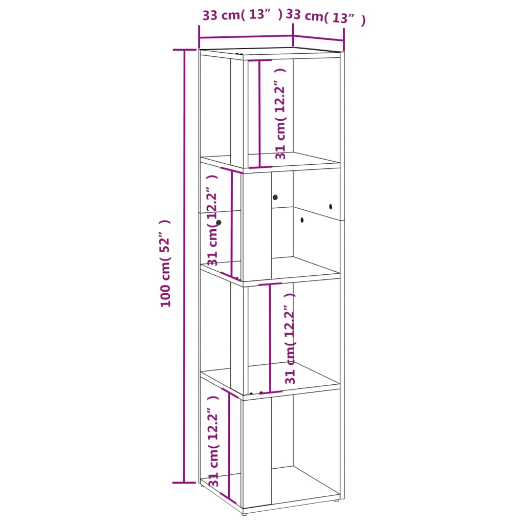 Hjørneskap Sonoma Eik 33X33X132 Cm Konstruert Tre