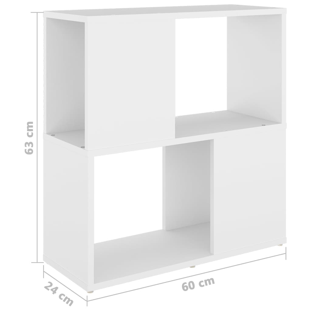 Bokhylle Hvit 60X24X63 Cm Konstruert Tre