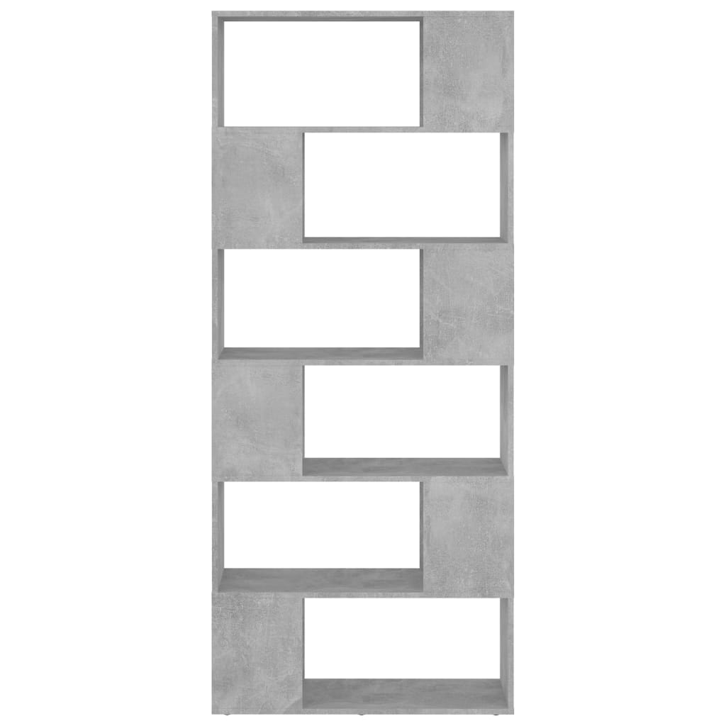 Bokhylle/Romdeler Betonggrå 80X24X186 Cm Konstruert Tre