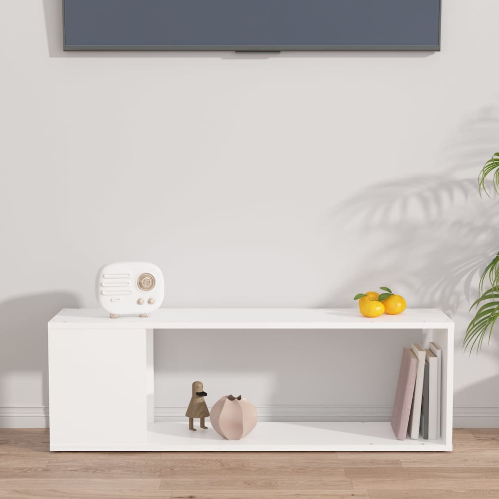 Tv-Benk Hvit 100X24X32 Cm Konstruert Tre