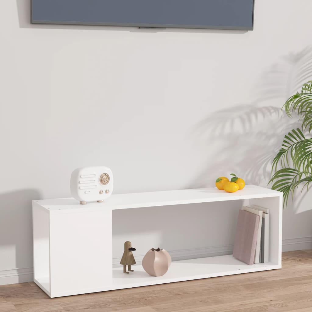 Tv-Benk Hvit 100X24X32 Cm Konstruert Tre