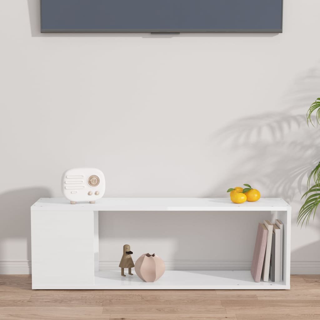 Tv-Benk Høyglans Hvit 100X24X32 Cm Konstruert Tre