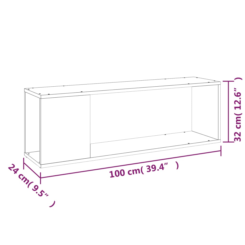 Tv-Benk Høyglans Hvit 100X24X32 Cm Konstruert Tre
