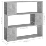 Bokhylle/Romdeler Betonggrå 100X24X94 Cm Sponplate
