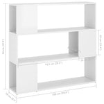 Bokhylle/Romdeler Høyglans Hvit 100X24X94 Cm Sponplate