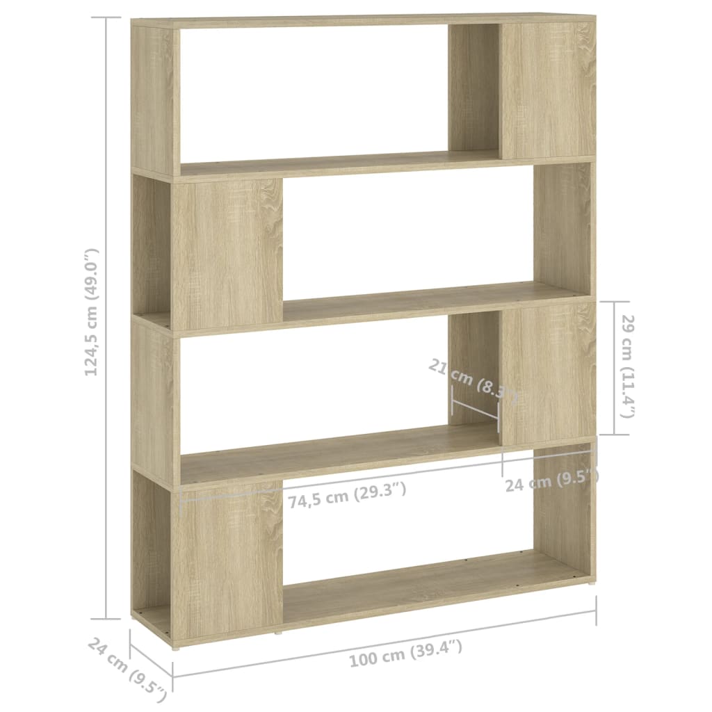Bokhylle/Romdeler Sonoma Eik 100X24X124 Cm