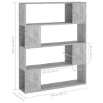 Bokhylle/Romdeler Betonggrå 100X24X124 Cm