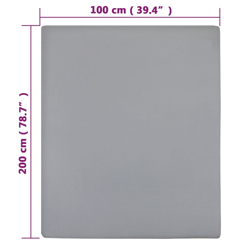 Jerseylaken 2 Stk Grå 100X200 Cm Bomull