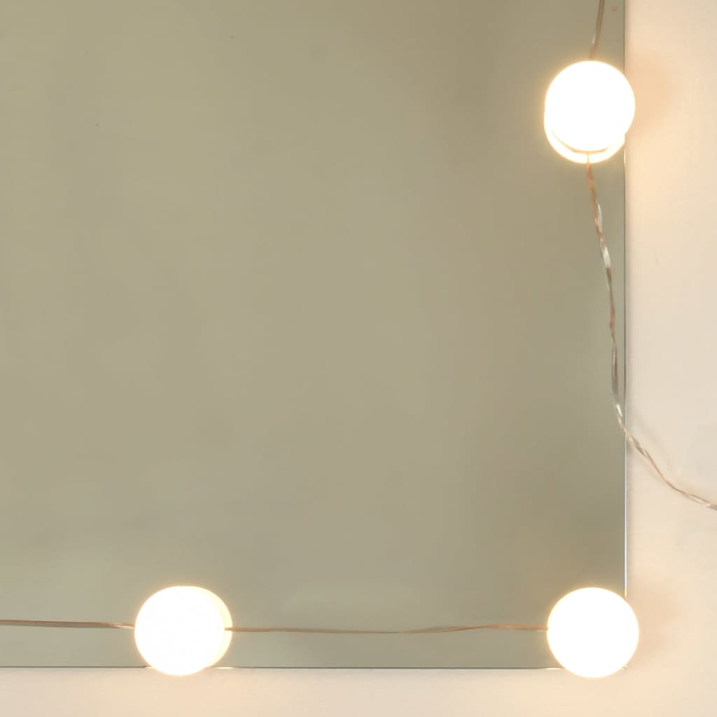 Led-Sminkebord Med 2 Skap Hvit Konstruert Tre