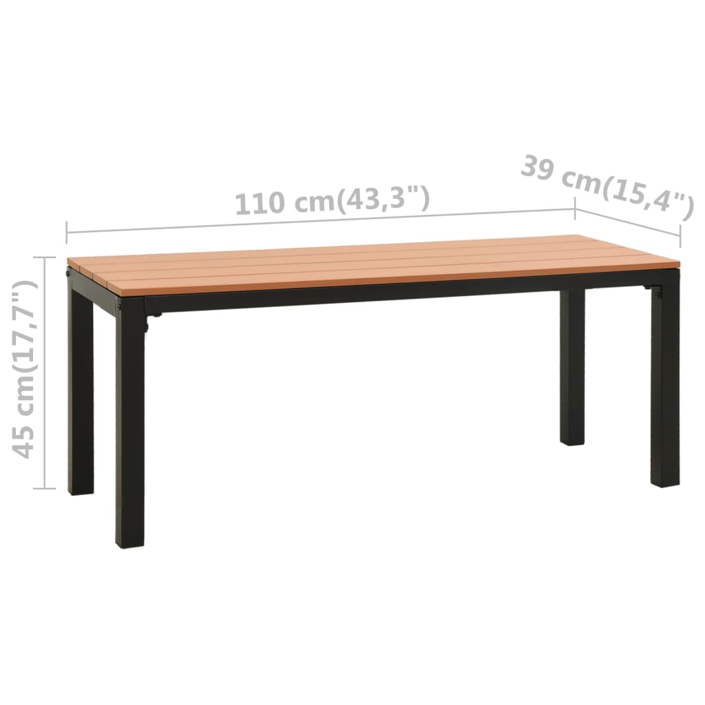Hagebenk 110 Cm Stål Og Wpc Brun Og Svart
