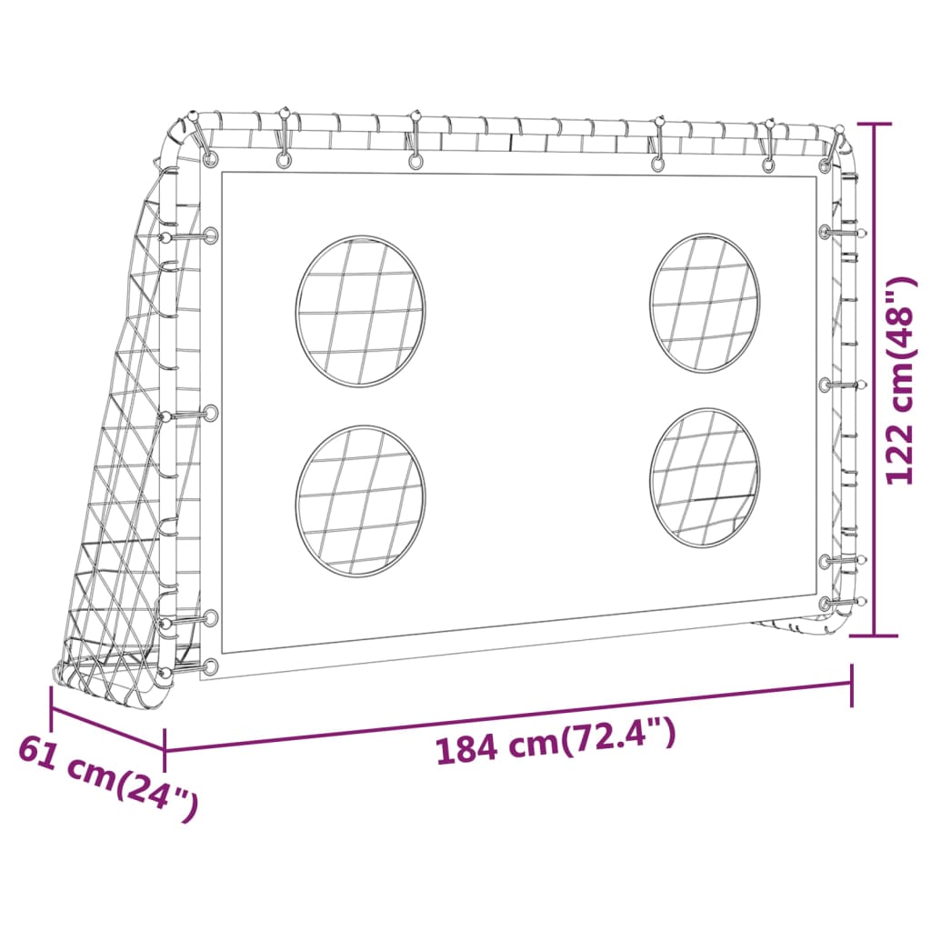 Fotballmål Treningsnett Stål 184X61X122 Cm