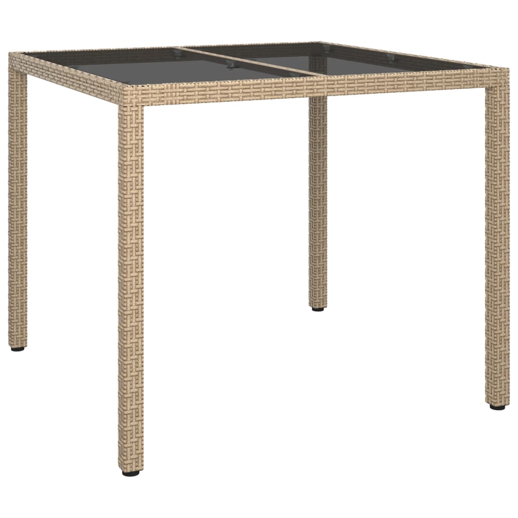Hagebord 90X90X75 Cm Herdet Glass Og Polyrotting Beige