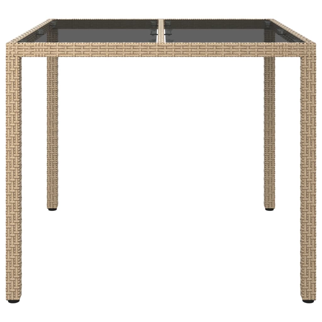 Hagebord 90X90X75 Cm Herdet Glass Og Polyrotting Beige