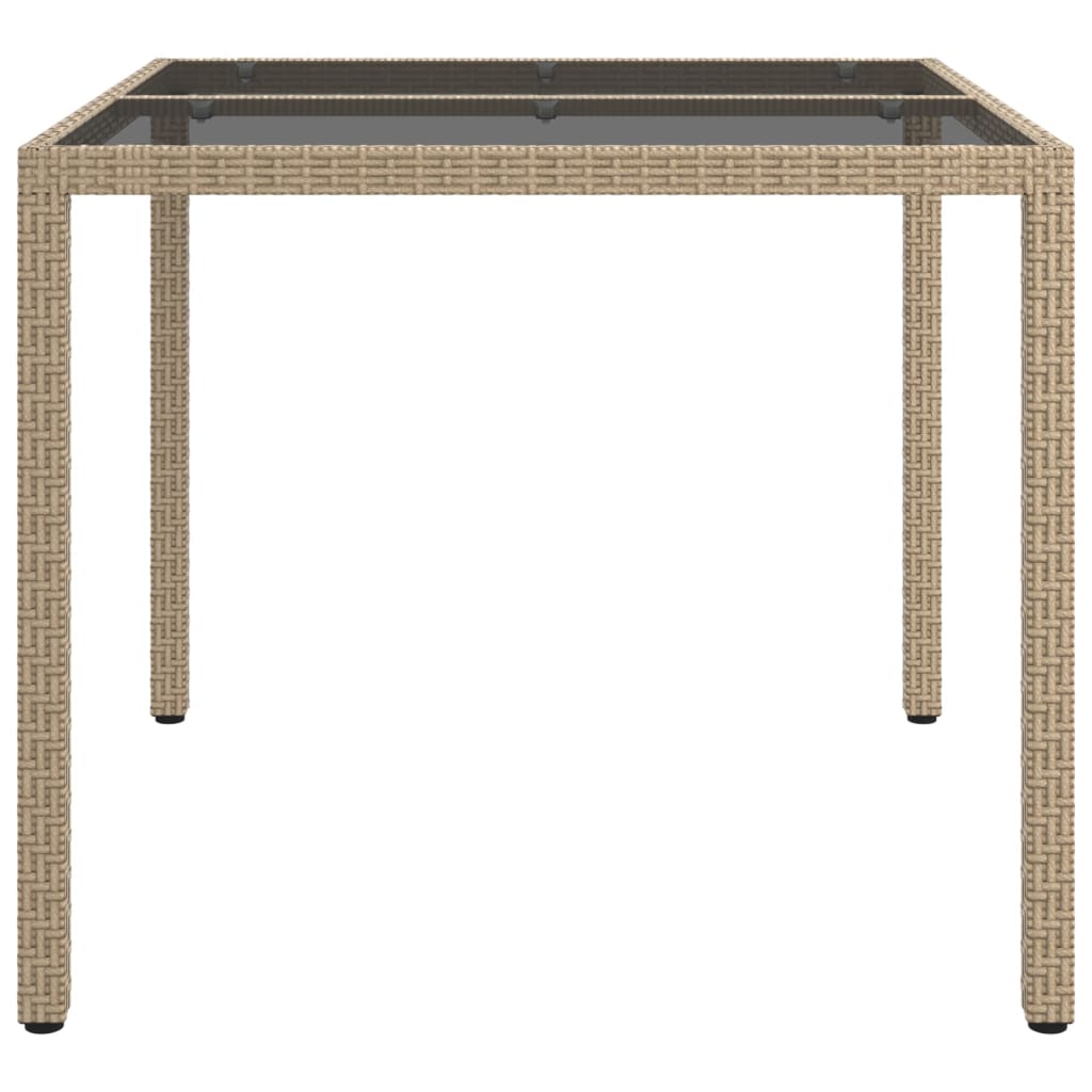 Hagebord 90X90X75 Cm Herdet Glass Og Polyrotting Beige