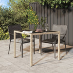 Hagebord 90X90X75 Cm Herdet Glass Og Polyrotting Beige