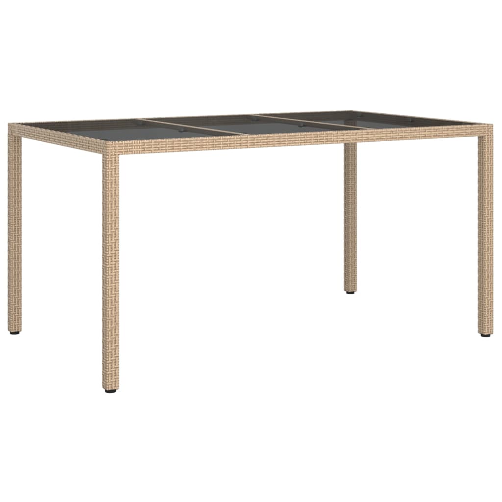 Hagebord 150X90X75 Cm Herdet Glass Og Polyrotting Beige