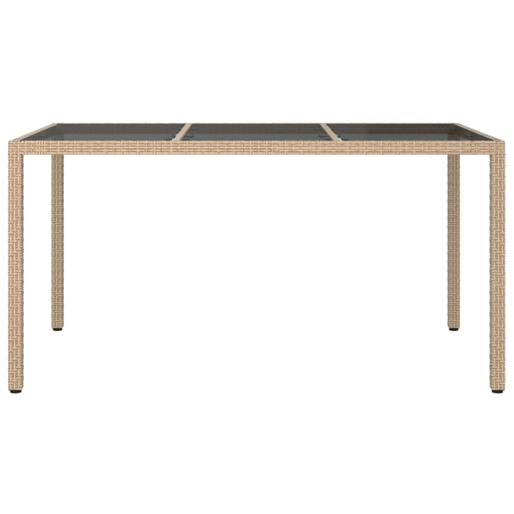 Hagebord 150X90X75 Cm Herdet Glass Og Polyrotting Beige