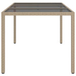 Hagebord 150X90X75 Cm Herdet Glass Og Polyrotting Beige