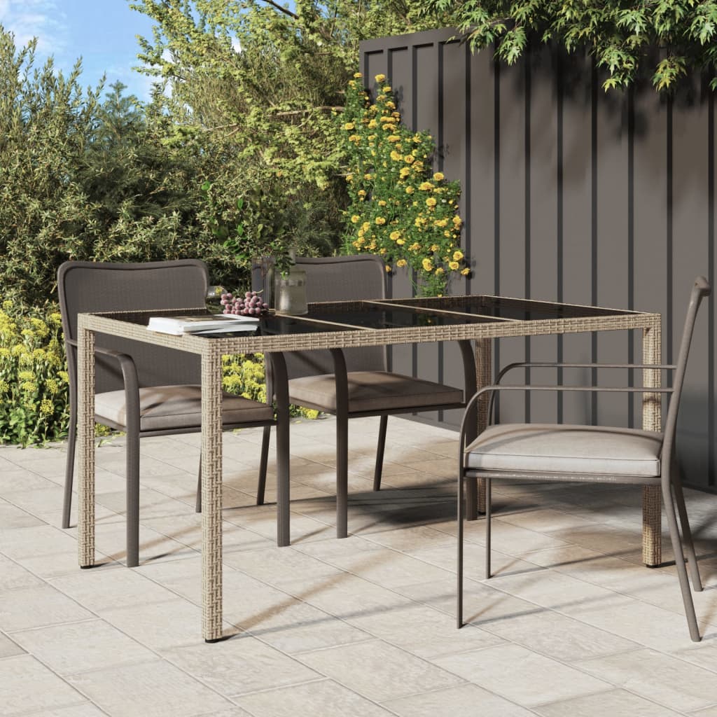 Hagebord 150X90X75 Cm Herdet Glass Og Polyrotting Beige