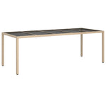 Hagebord 250X100X75 Cm Herdet Glass Og Polyrotting Beige
